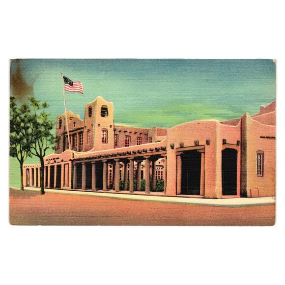 US Post Office Federal Building Santa Fe New Mexico Vintage Postcard Mail - Picture 1 of 2
